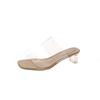 High Heels Sandals Women's Summer New Fashion Transparent Middle Heel Fashion Thick Heel Outer Slippers