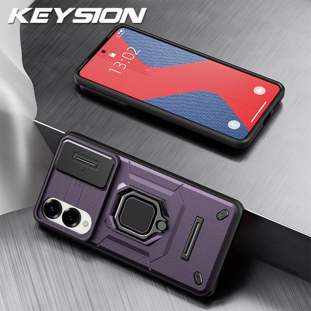 

KEYSION Противоударный чехол для Samsung S25 Edge 5G, защитное кольцо для объектива камеры, подставка, задняя крышка для телефона Galaxy S25 Edge 5G for Galaxy S25 Edge фиолетовый