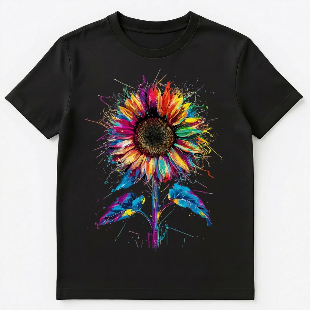 Colorful Paint Splash Sunflower Art Graphic Unisex T-Shirt