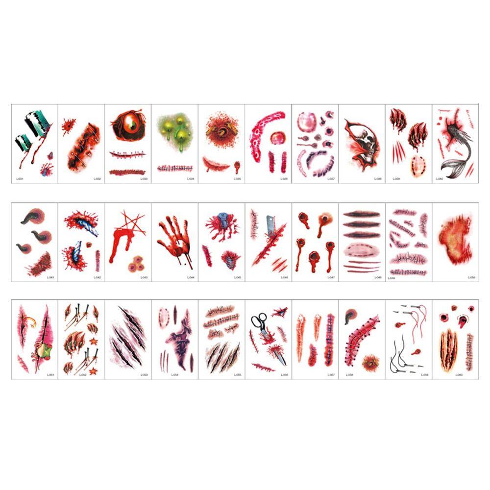 

Bloody 3D Scar Temporary Tattoos Decals Body Makeup Scary Wounds Scab Stickers Unisex B