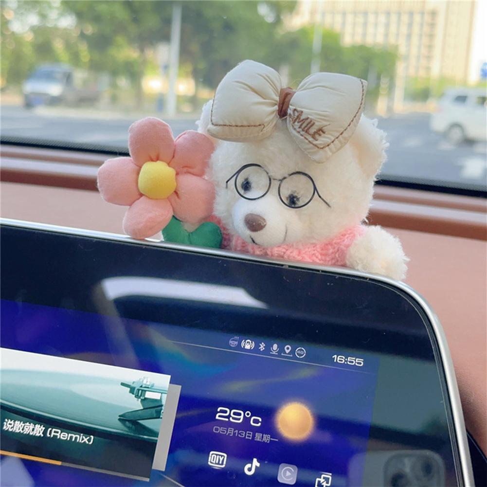 Auto-Innenausstattung, Armaturenbrett-Ornamente, Plüschbär, Dekoration für die Mittelkonsole im Auto, Auto-Zubehör für Frauen und Mädchen, Home-Office-Dekoration, Geschenke