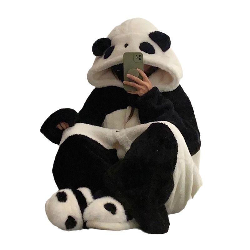 Winter Unisex The Panda Robes Costumes Cosplay Pajamas Adult Pyjamas Animal Sleepwear Jumpsuit Anime Party Clothes