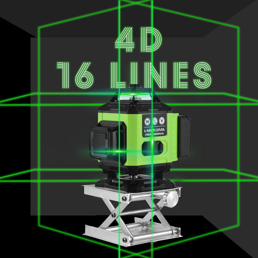 16-Line Self-Leveling 4D Green Laser Level with 360° Bluetooth Alarm