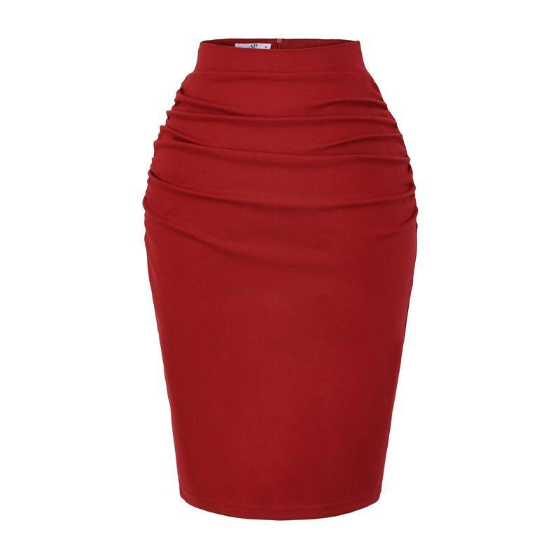 Korean Style High-Waisted Slit Midi Pencil Skirt - Slimming and Hip-Hugging Fit