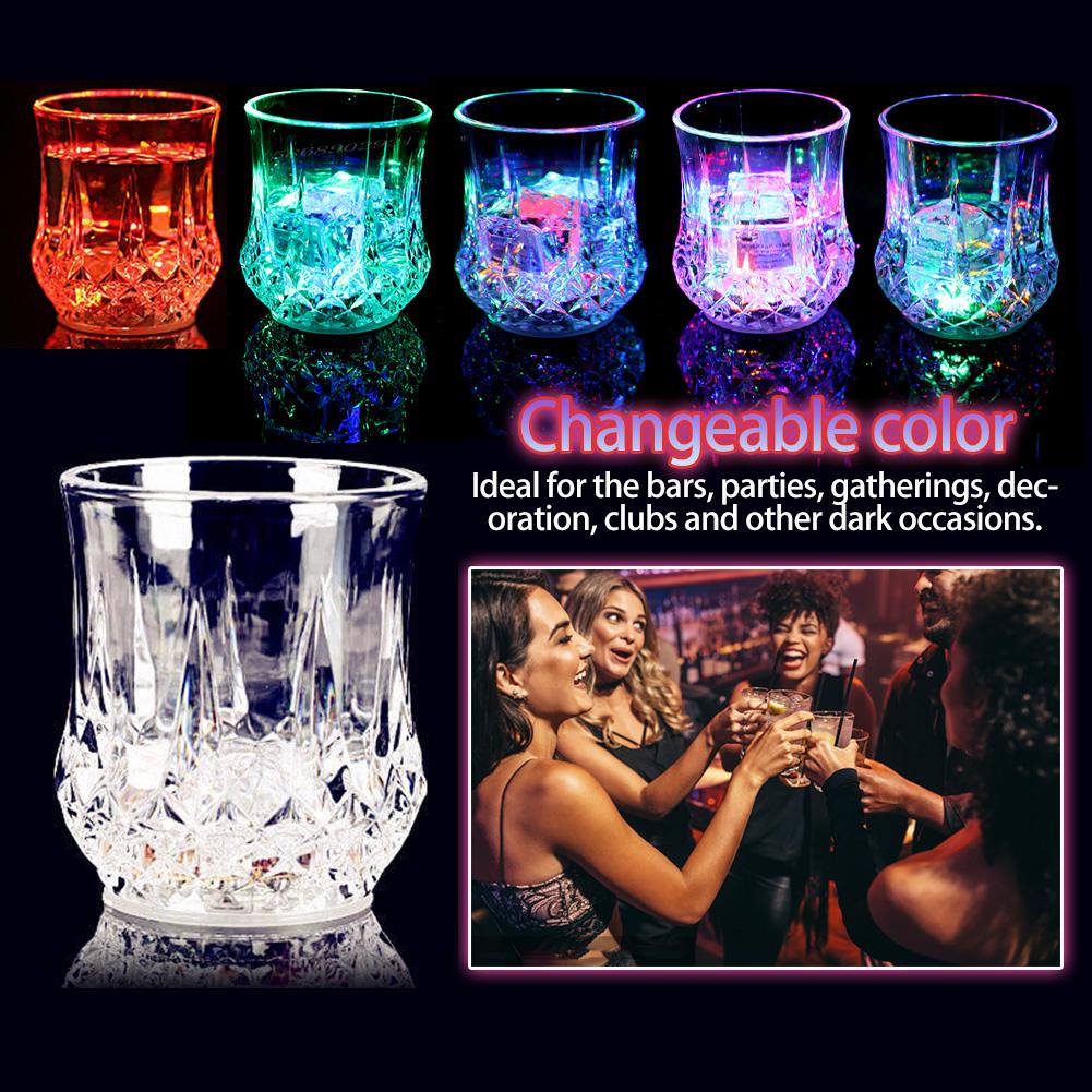 Mini LED Flashing Plastic Beverage Wine Drink Cup Home Bar Decorative Party Club Mug Color Flashing Light Whisky Mug Drinkwares