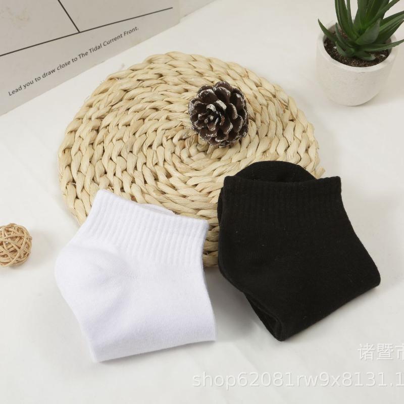 5 Pairs Men's Breathable Cotton Socks Solid Color Black White Business Casual Sports Socks