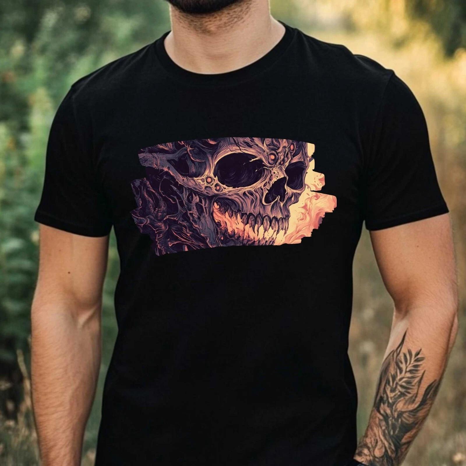 T-Shirt Herren Skelett Höllenkreatur Motiv Baumwolle Größe XS bis 5XL XL