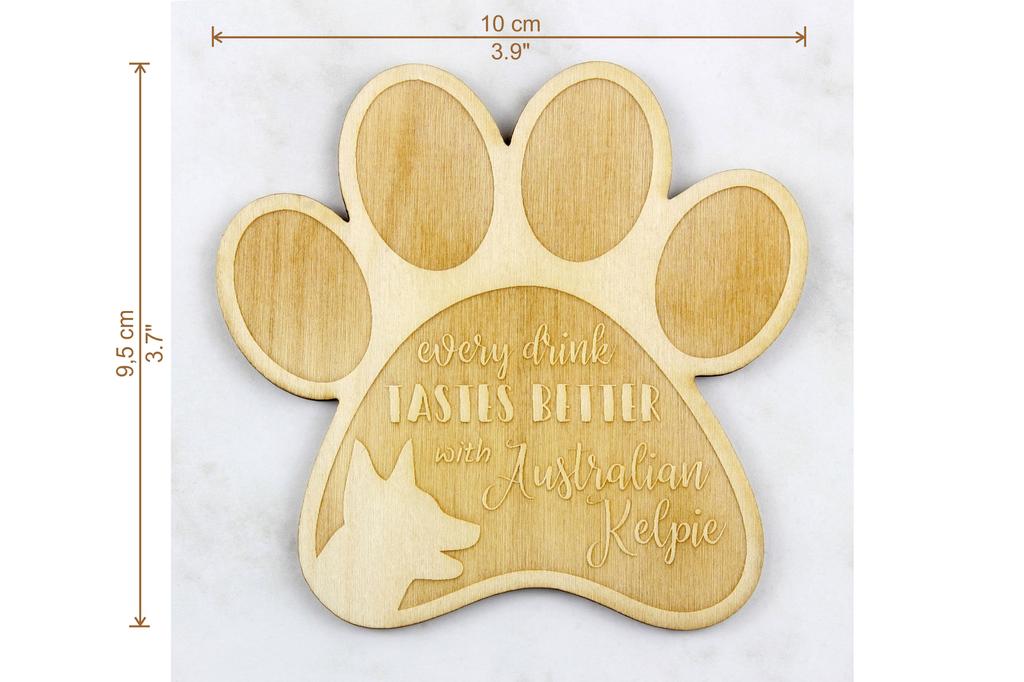 Australian Kelpie, Barb, Farmer Dog - Sottobicchiere per tazza, sottobicchiere inciso con cane, regalo per amanti dei cani del marchio Art-Dog