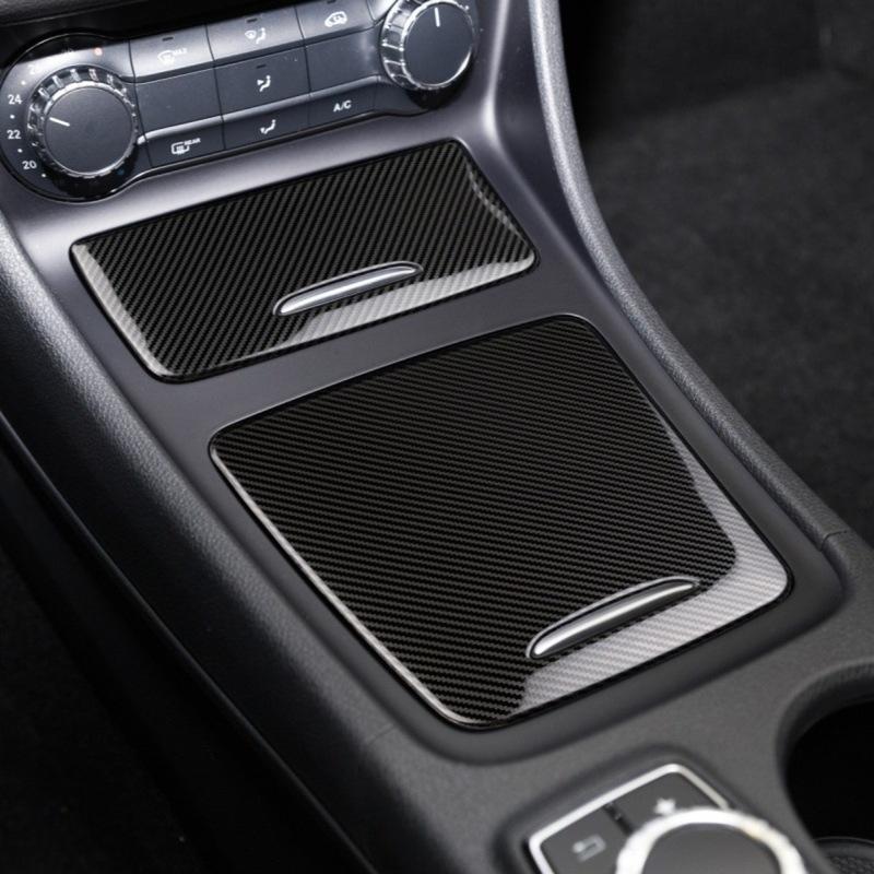 Carbon Fiber Car Center Console Storage Box Panel Decoration Trim Sticker For Mercedes 14-17 For W117 W176 A180 Interior Decor