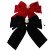 Elegant French Red & Black Velvet Bow Hair Clip: Women's Artistic Temperament Headpiece