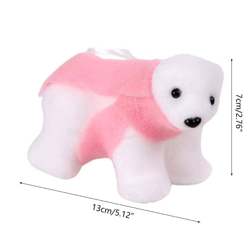 Plush White Bear with Scarf Ornaments Christmas Doll Pendant for Christmas Tree Home Decorations Cartoon Pendants Gift
