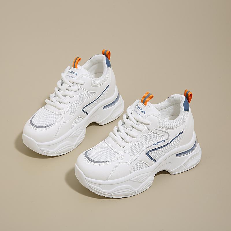 Fashion Fashion White Platform Sneakers for Women 2025 Lace Up Breathable Sport Sneakers Woman Non Slip Thick Bottom Vulcanized Shoes