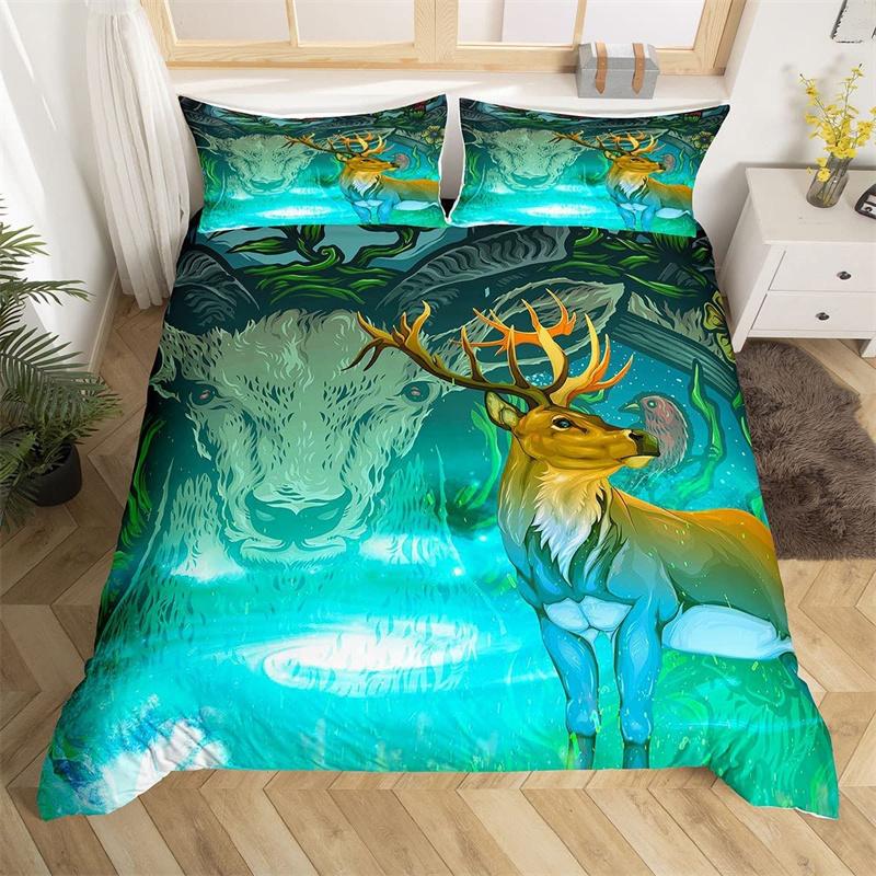 Deer Animal Duvet Cover Collection Twin Queen Size Butterfly Flowers Bedding Collection Microfiber Moon Galaxy Comforter Cover For Girls Teens