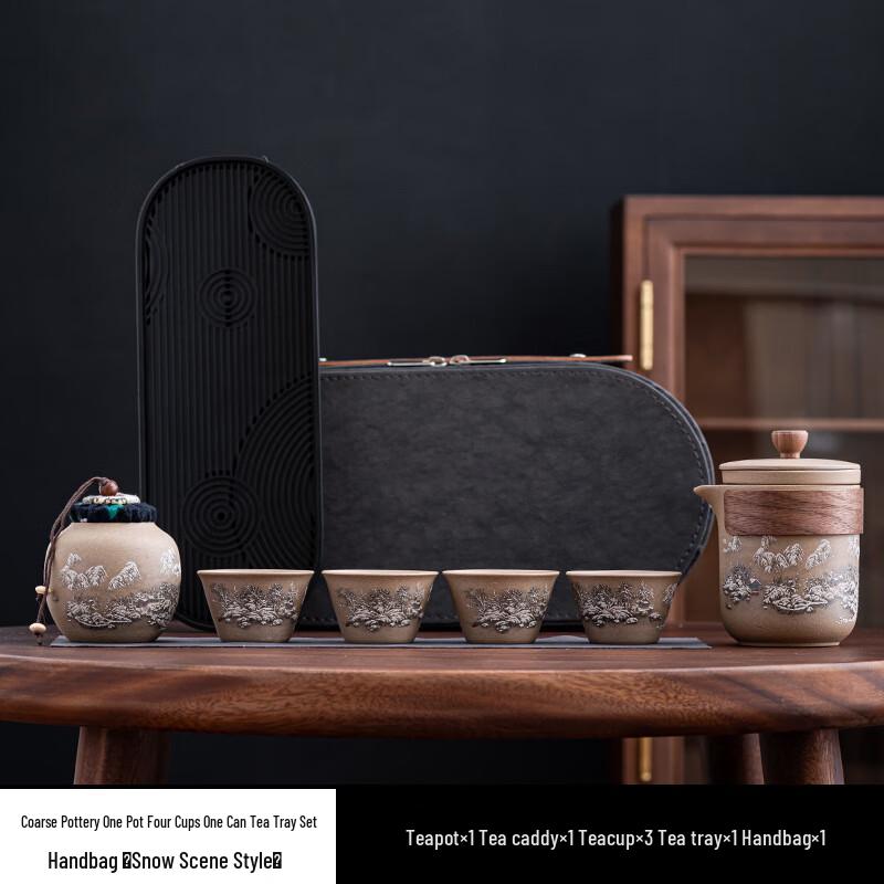 Portable Coarse Pottery Travel Tea Set