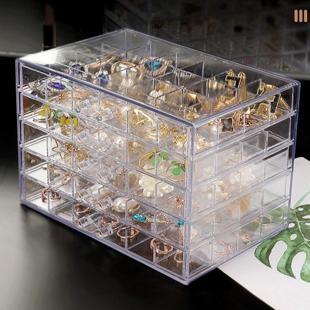 120 Grids Jewelry Storage Box Drawer Style Jewelry Sorting Box Transparent Organizer Box  Vanity