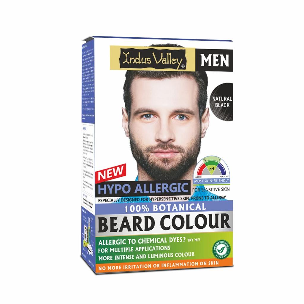 INDUS VALLEY 100% Botanical Hypo-Allergic Aqua Beard Colour - Black, Gentle & Chemical-Free Formula for Natural-Looking Beard Colour with Shine (10