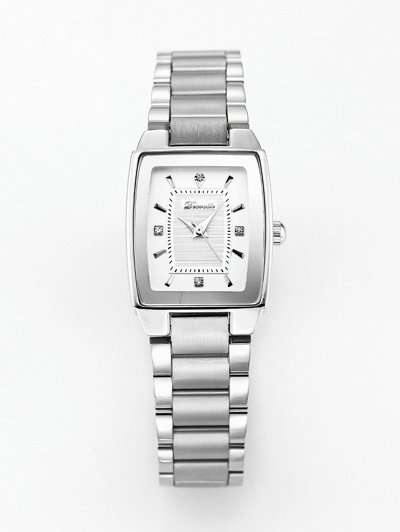 

Женские кварцевые часы из нержавеющей сталиПростые и элегантные водонепроницаемые часы-браслет с бриллиантами и квадратным циферблатом