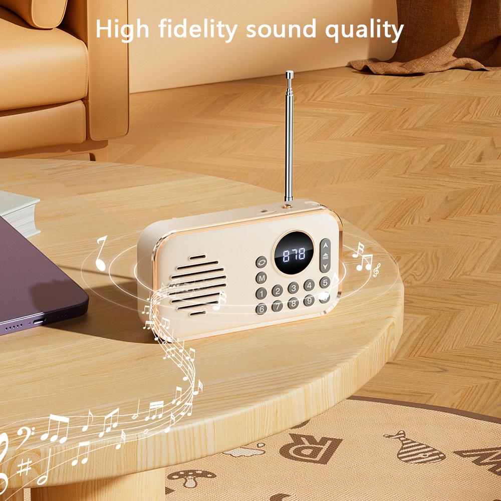 

P35 Portable Bluetooth-compatible 5.0 FM Radio with 3.5mm Audio Cable Retro Speaker Support TF Card U Disk Pink