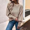 Women Warm Knitted Sweater Round Neck Pullover Jumpers Long Sleeve High Collar Knit Sweaters Tops Outerwear