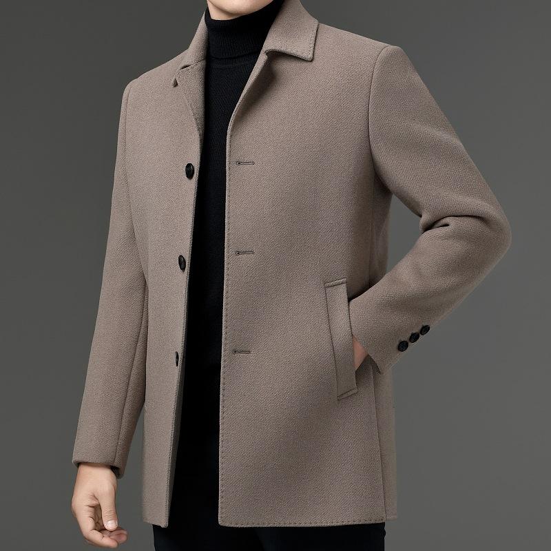 

Двустороннее кашемировое пальто для мужчин среднего возраста на зиму, утолщенное и теплое шерстяное пальто для папы, ветровка на пуху 195