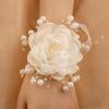 Organza Pearls Wrist Flower Decoration Wrist Corsage Lace Ribbon Wristband Jewelry For Bridal Shower Wedding Ceremony