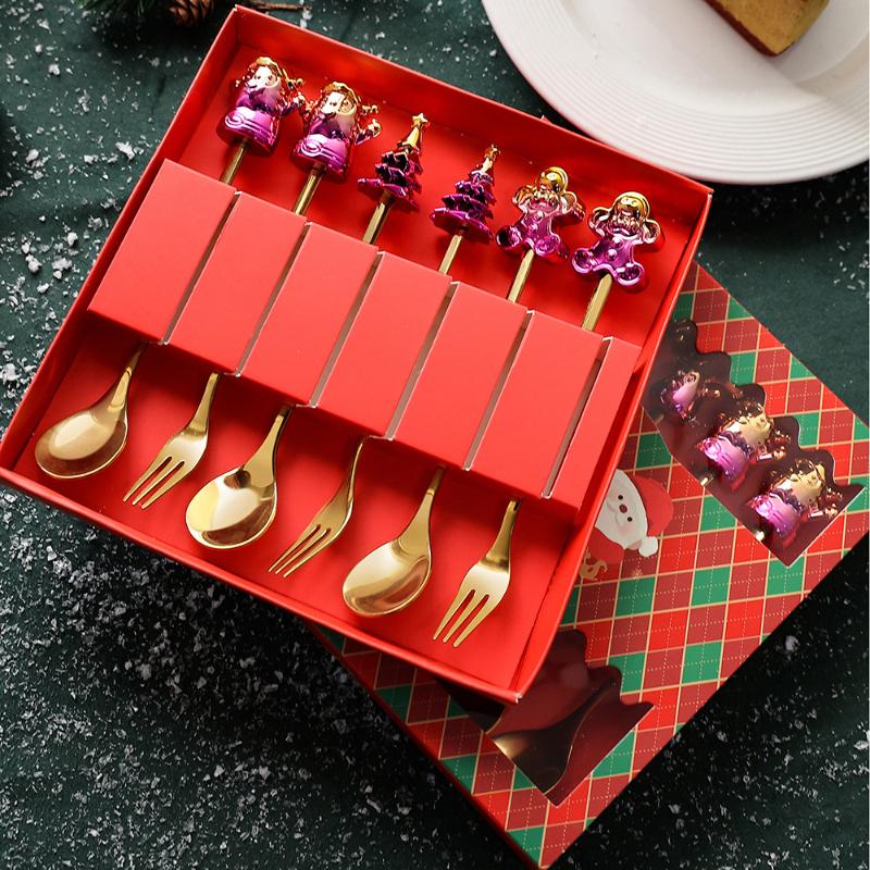 HANYANG Tableware Stainless Steel Small Spoon Golden Dessert Spoon Fruit Fork