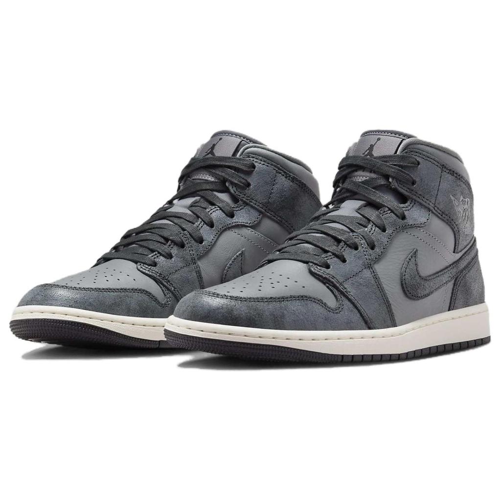 Air Jordan 1 Mid Distressed Smoke Grey Women Sneakers Off-Noir Sail FJ3448-001