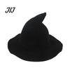 Witch Hat for Halloween Women Pointed Hat, Foldable Wide Brim Knitted Cap, Masquerade Party Prop Cosplay Autumn Winter, Themed Costume Accessory