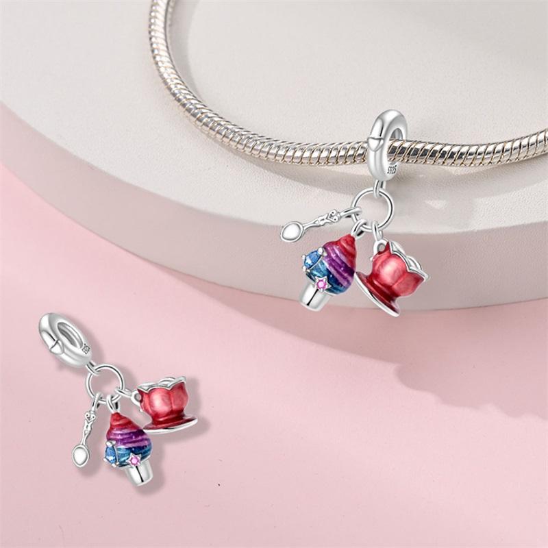 Beautiful Christmas Rainbow Candy Dangle Charm Fit Original Bracelet Copper Donut Charm For Diy Jewelry Making Gift