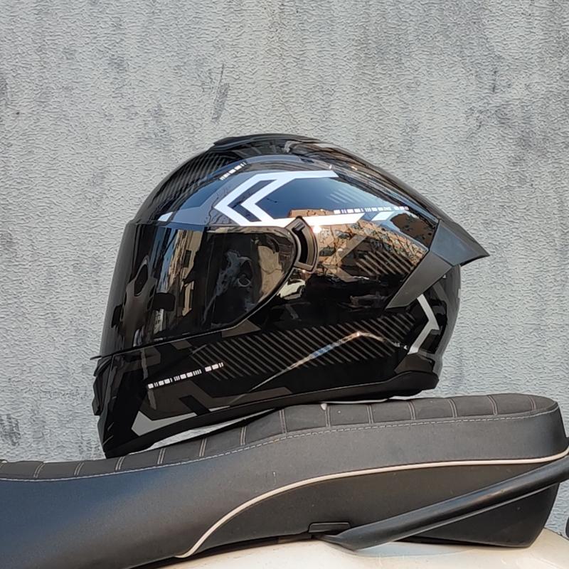 LVS Full Face Motorcycle Helmet with Dual Lens Stylish Fast Release Racing Helmet Moto DOT Approved