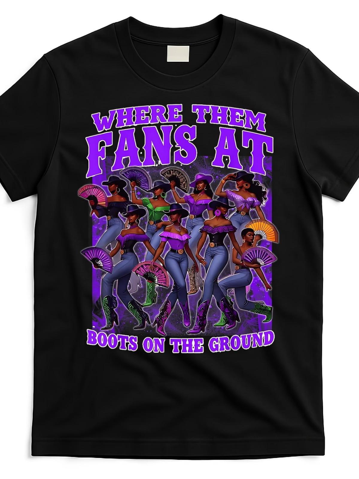 Graphic Tee-where Them Fans at Cowgirls Western [Cool Design] Boots on the Groun S разноцветный