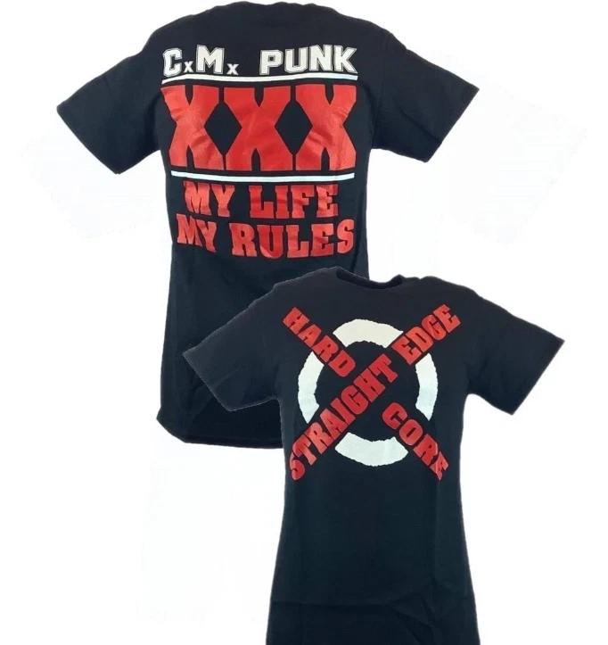 CM Punk Straight Edge Hardcore My Life Rules Mens T-shirt XL