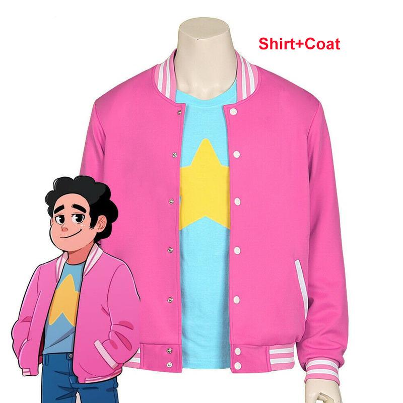 

Наборы из 2 предметов для Хэллоуина, для мальчиков, Вселенная Стивена, кварцевая аниме-куртка, свитер, пальто, синяя футболка, розовое пальто, костюм для косплея XXL&Steven Universe