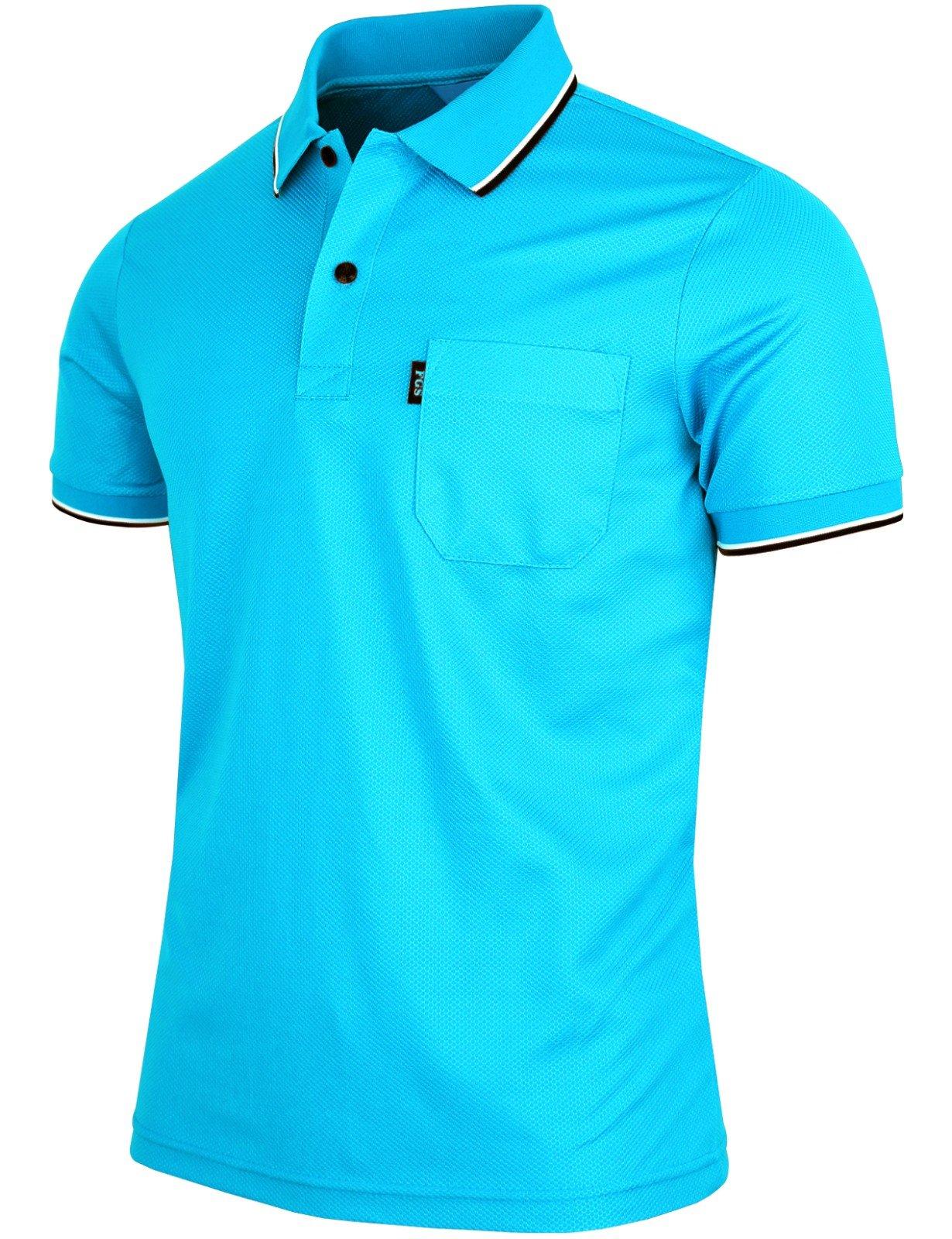 

BISIL POL Men s Dri-Fit Polo Shirt with One Chest Pocket, Short Sleeve, Sky Blue, Size M