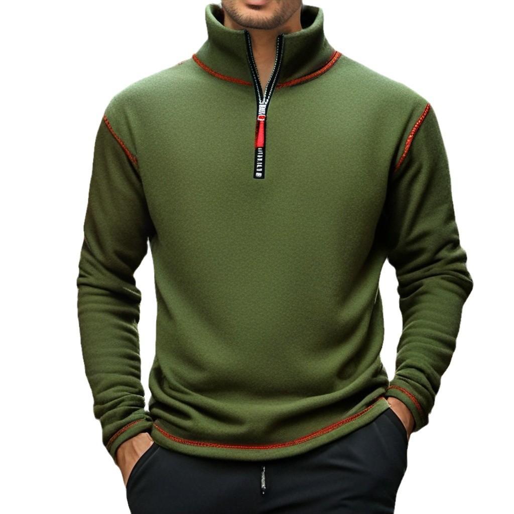 Men's Mock Neck Quarter Zip Sweatshirt Fleece Stand Collar Winter Warm Pullover Casual Polo Golf Shirt Long Sleeve Turtleneck Sweatshirts for Men