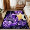 1PC Custom Name Purple Parisian Elegance Theme Floor Mat Ideal for Living Room, Game Rooms, Office, Bedroom,Floor Mat Playful Design