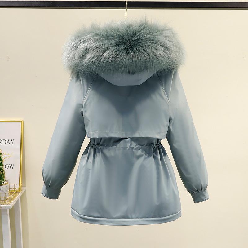 

Зимняя женская короткая парка из искусственного меха 2025 года — хлопковая куртка большого размера с поясом XL