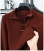 Men's Plus Size Trendy Half-Zip Wool Sweater: Autumn/Winter Fleece Pullover, Warm Casual Knit.