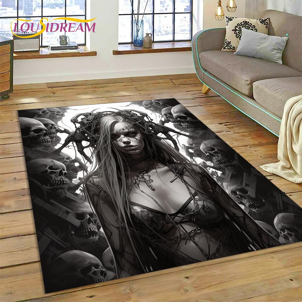 New Gothic Horror Character Skull Ghost Spirit Carpet Rug for Bedroom Living Room Home Sofa Decoration,kids Decor Floor Mat