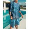 Summer New Men's Suit 3D Printig Geometric Patterns Short Sleeve  Shirt Shorts Suit Fashion Shirt Men's Two Piece Set Streetwear