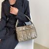 Soft Down Cotton Tote Bag Embroidered Puffy Bag Leisure Cotton-padded Handbag  Unisex