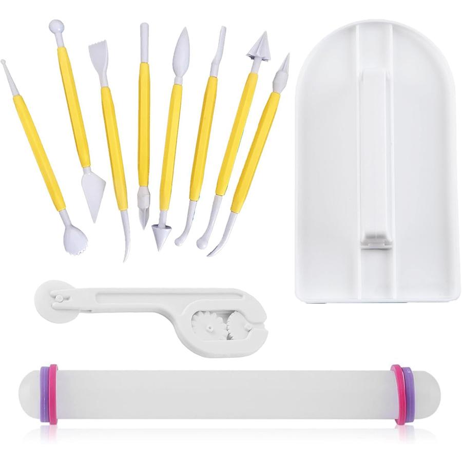 

11pcs Fondant Tools Set Cake Decorating Kit with Smoother Sculpting Pen Rolling Pin Rolling Cutter Home Baking Supplies JXB