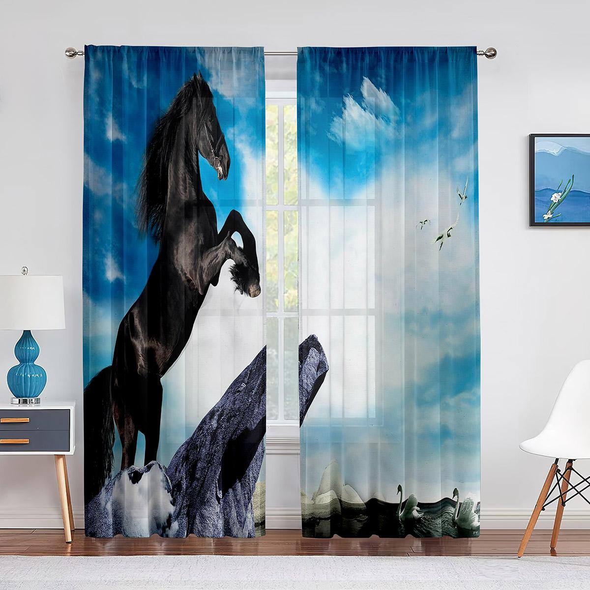 Прозрачная вуаль с изображением лошади — фото 3