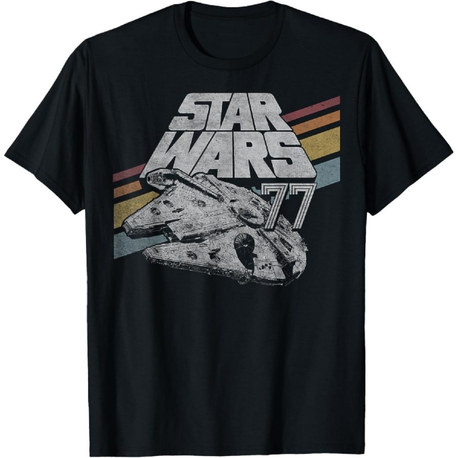 Футболка Star Wars Millennium Falcon 77 Retro Diagonal Stripe Disney+ XXXXXL разноцветный