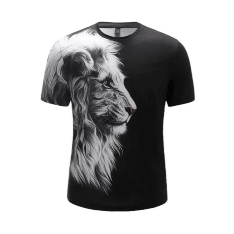 

Летняя футболка Животное Лев 3D-принт Короткий рукав Уличная съемка Оверсайз Топы Мода Повседневная одежда Мужская футболка 6xl
