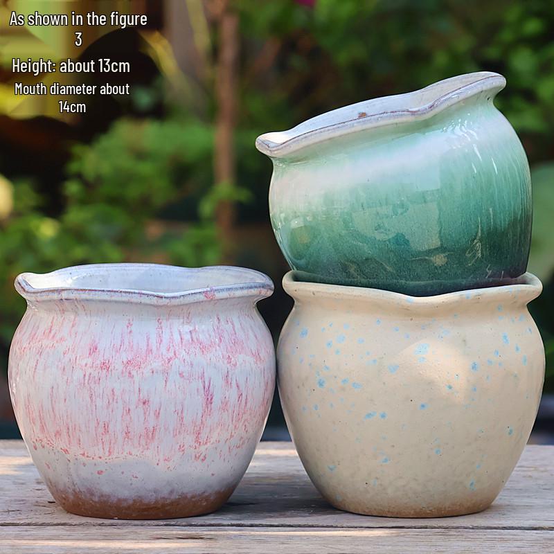 Minimalist Large Coarse Pottery Flower Pot for Succulents and Green Plants