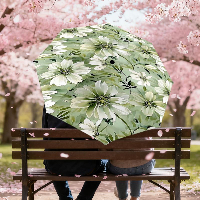 1PC Floral Pattern Automatic Open/Close Umbrella Compact Folding Umbrella with 8-Rib Shaft Lightweight Esign, Highquality Fabric1145A