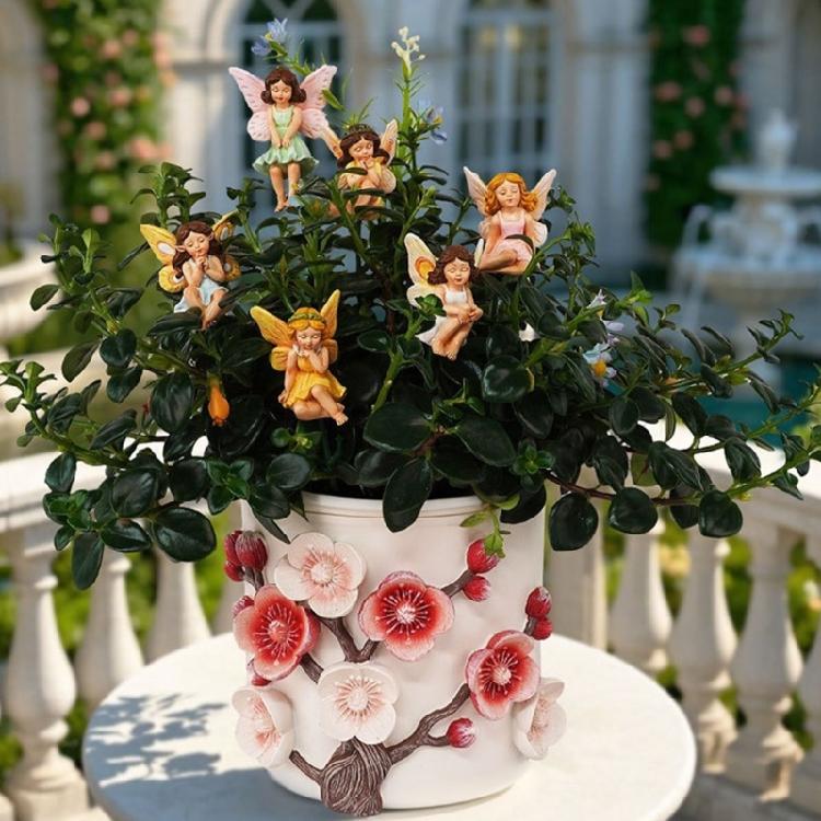6Pcs Artistic Fairies Figurines For Outdoor Use Durability Resins Garden Sculpture Miniature Landscape Decorations