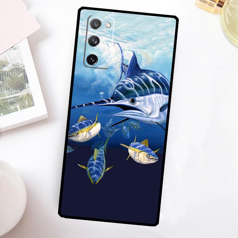 

Blue Marlin Painting Phone Case For Samsung Galaxy S25 S24 S23 S26 Ultra S20 FE S21 FE S22 Plus S10 S25 FE Cover Galaxy S24Ultra