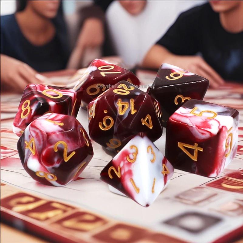 7pcs 16mm Polyhedral Dice Set  Acrylic Dices for Dungeons and Dragons DND RPG Role Playing Table Games Rolling Dice